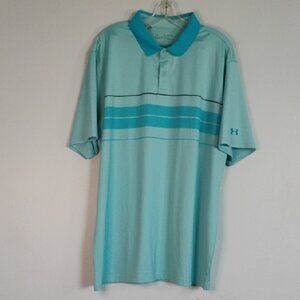 Under Armour Blue Athletic Performance Polo Shirt Golf Size XXL Moisture-Wicking